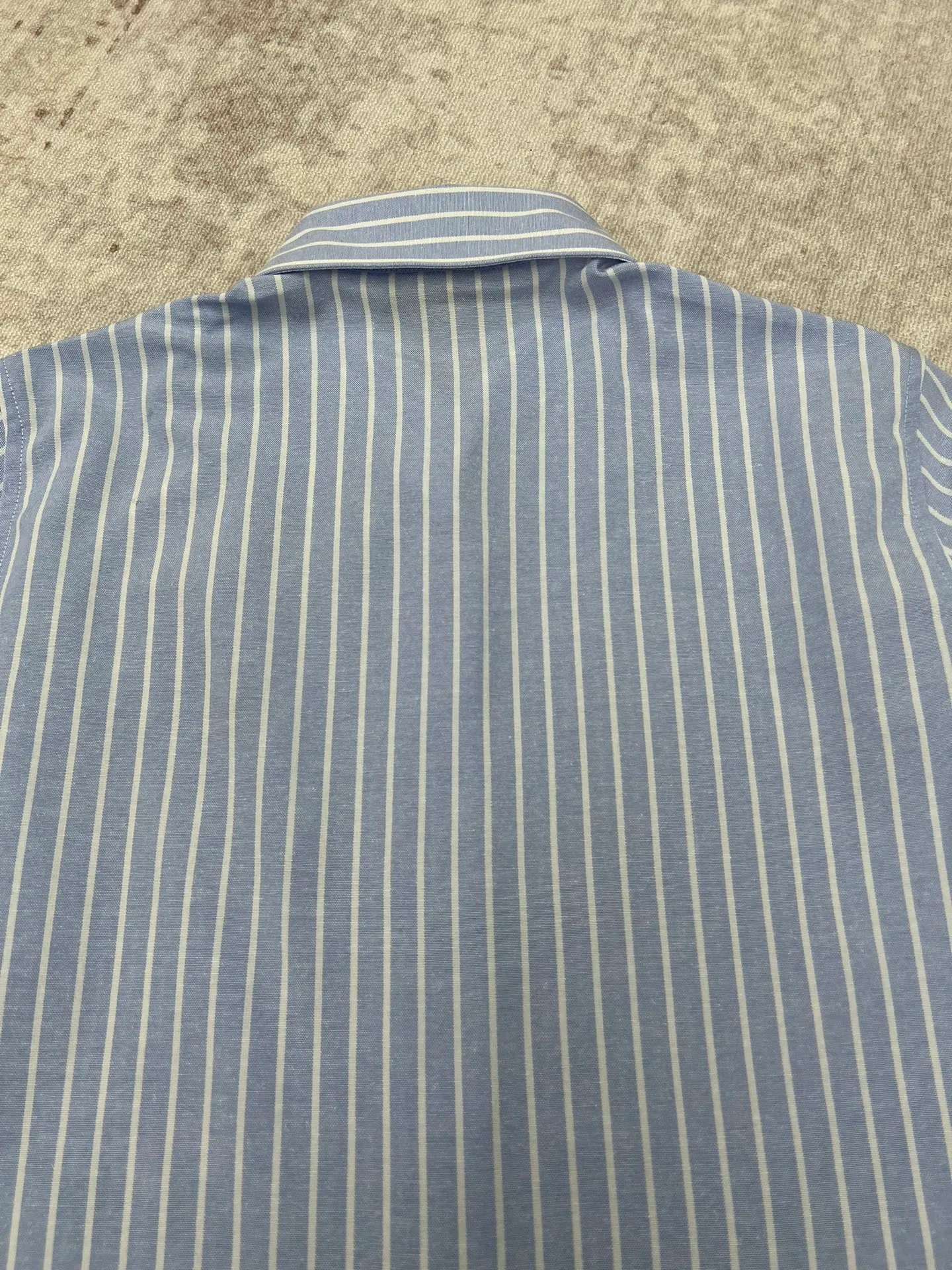 🅿️440 Polo 25ss New Vertical Stripe Logo Lapel Long Sleeve Shirt Men's Blue High Version Size: S.M.L.XL.